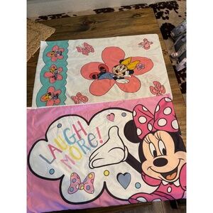 Vintage Disney‎ Minnie Mouse Standard Pillowcase Reversible Flower Kids Girls